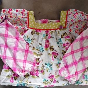 Matilda Jane Enchanted Garden Art School Mixed-Print Peasant Top